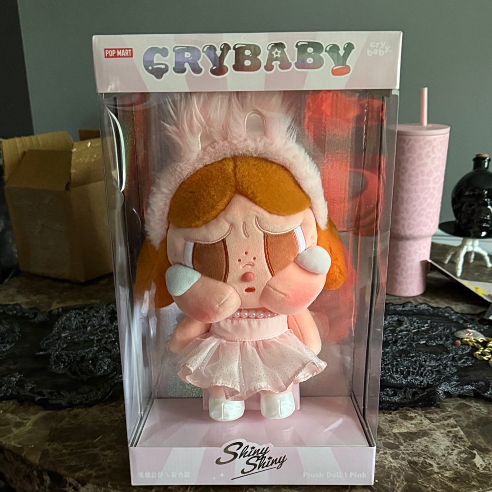 Authentic Pop Mart Crybaby Plush Doll - Pink Shiny Shiny